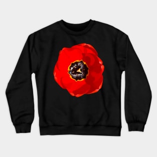 Red open tulip on black. Crewneck Sweatshirt